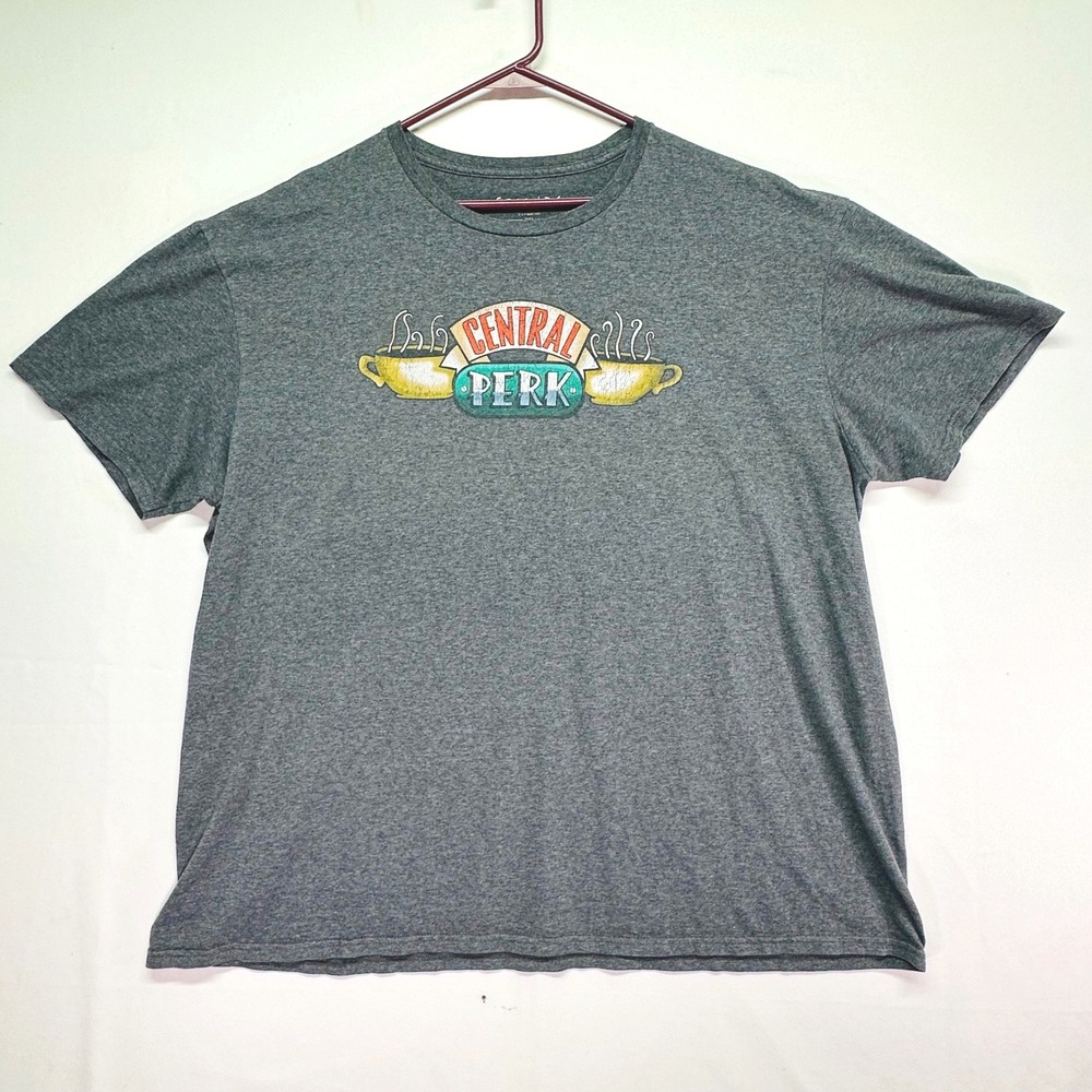 Friends Central Perk Graphic T-Shirt Gray Short Sleeve Crewneck‎ 2XL TV Show Tee